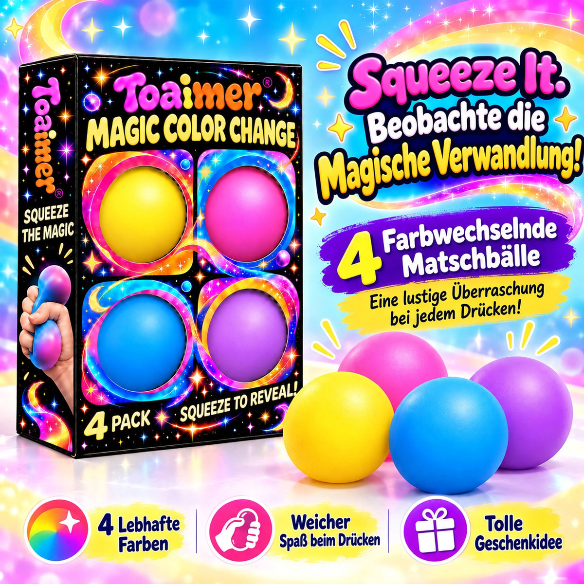 Toaimer® Magischer Quetschball mit Farbwechsel