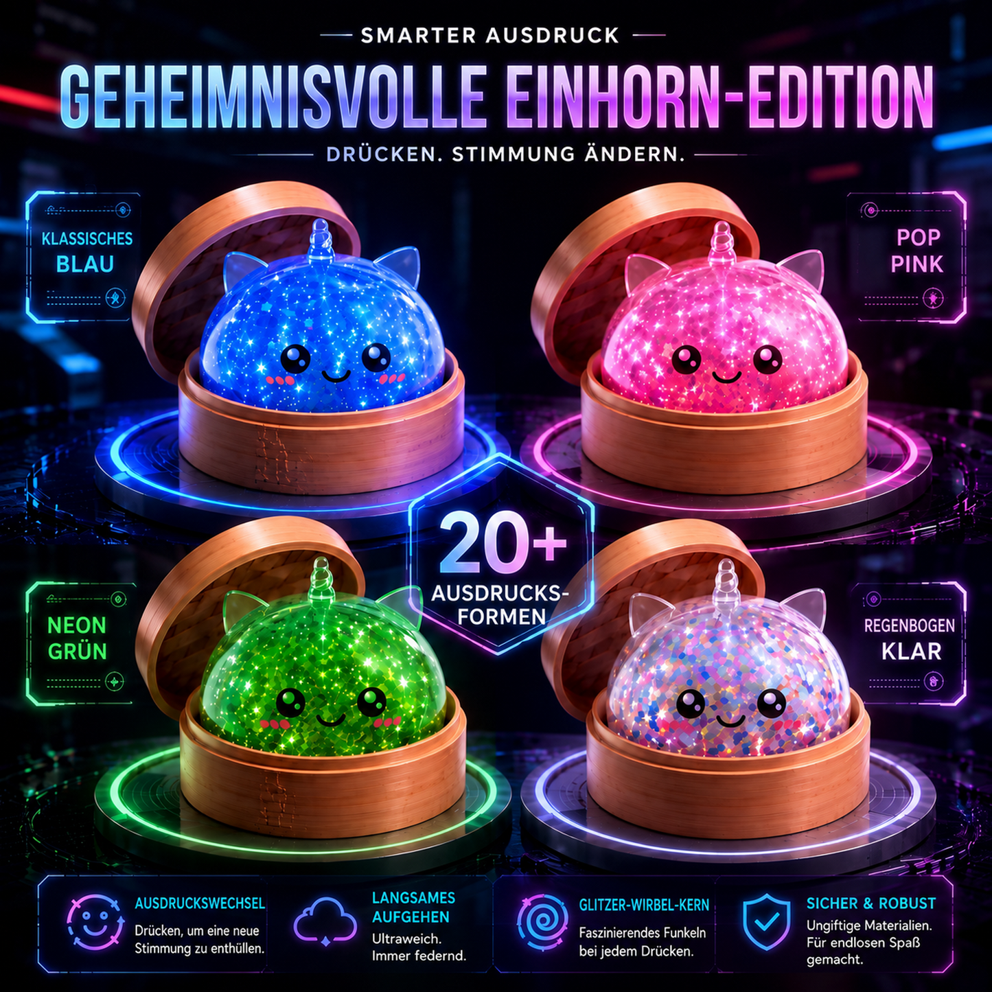 Sommer-Sale🔥🐟🚨 LETZTER TAG: 50% RABATT SICHERN! | Toaimer® Magisches Jiaozi-Schiel-Gesicht Anti-Stress-Squishy 🥟