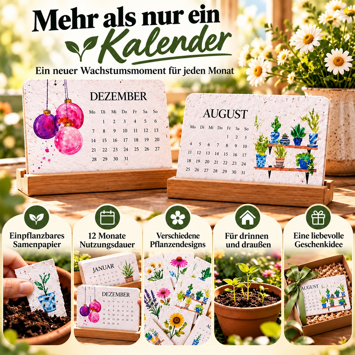 Toaimer®🌱 2027 Pflanzbarer Kalender – Nutzen. Einpflanzen. Wachsen sehen.🌱 ☀