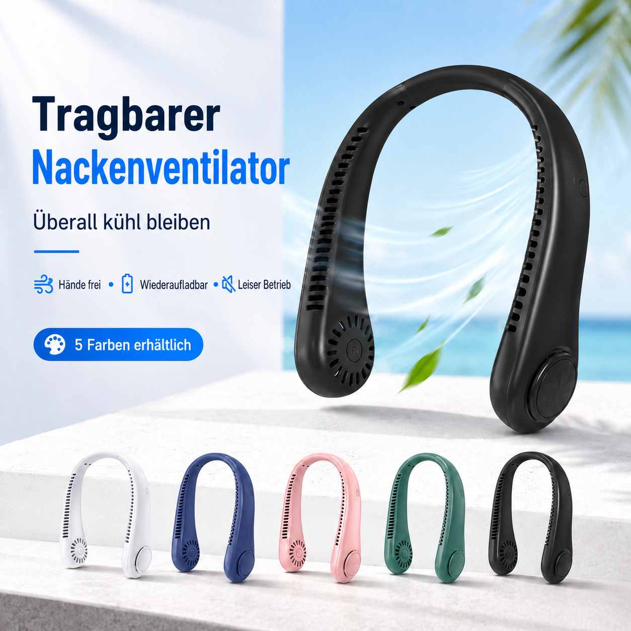 Sommer-Sale🔥⚡ Billhol® Nur heute 49% RABATT – ❄️ Immer einen kühlen Kopf bewahren – Der neue tragbare Nackenventilator | Freie Hände • Ultraleicht • USB wiederaufladbar 🐟
