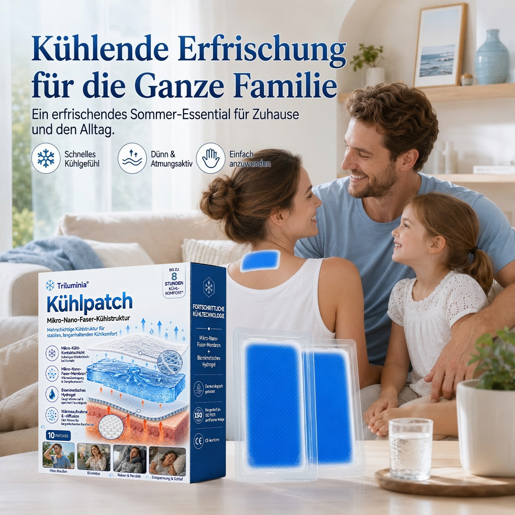 Sommer-Sale🔥🐟Letzter Tag 50% RABATT丨Trilumia® Kühlpad – Fortschrittliches 8H-Kühlpflaster für Nacken & Körper❄️