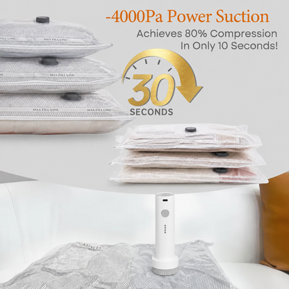 🔥Billhol® 49％ OFF-Cordless Travel Vacuum Bag Set with Rechargeable Air Pump -  Airtight Resealing Sealed Organizers for Luggage, Vacuum Bags For Travel