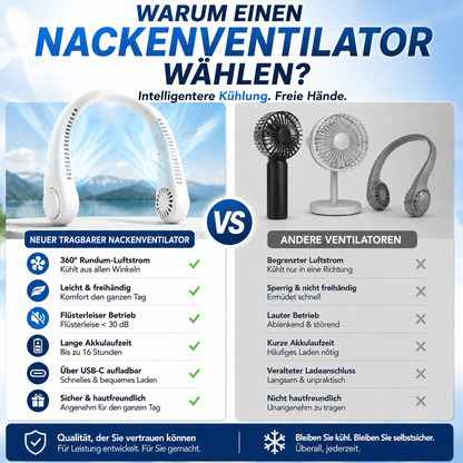 Sommer-Sale🔥⚡ Billhol® Nur heute 49% RABATT – ❄️ Immer einen kühlen Kopf bewahren – Der neue tragbare Nackenventilator | Freie Hände • Ultraleicht • USB wiederaufladbar 🐟