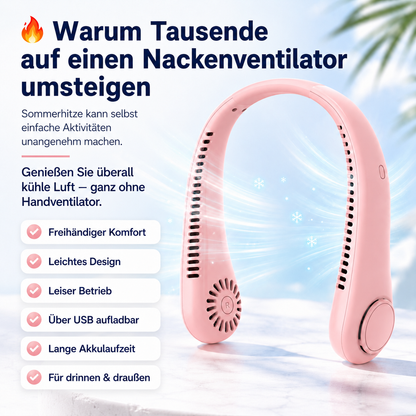 Sommer-Sale🔥⚡ Billhol® Nur heute 49% RABATT – ❄️ Immer einen kühlen Kopf bewahren – Der neue tragbare Nackenventilator | Freie Hände • Ultraleicht • USB wiederaufladbar 🐟