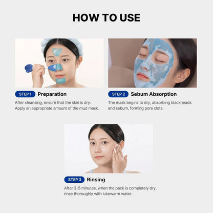 Mascarilla Facial de Arcilla Contra Poros y Puntos Negros - Enfriamiento de la Piel y Cierre de Poros 🩵💙