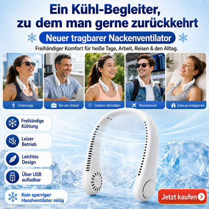 Sommer-Sale🔥⚡ Billhol® Nur heute 49% RABATT – ❄️ Immer einen kühlen Kopf bewahren – Der neue tragbare Nackenventilator | Freie Hände • Ultraleicht • USB wiederaufladbar 🐟