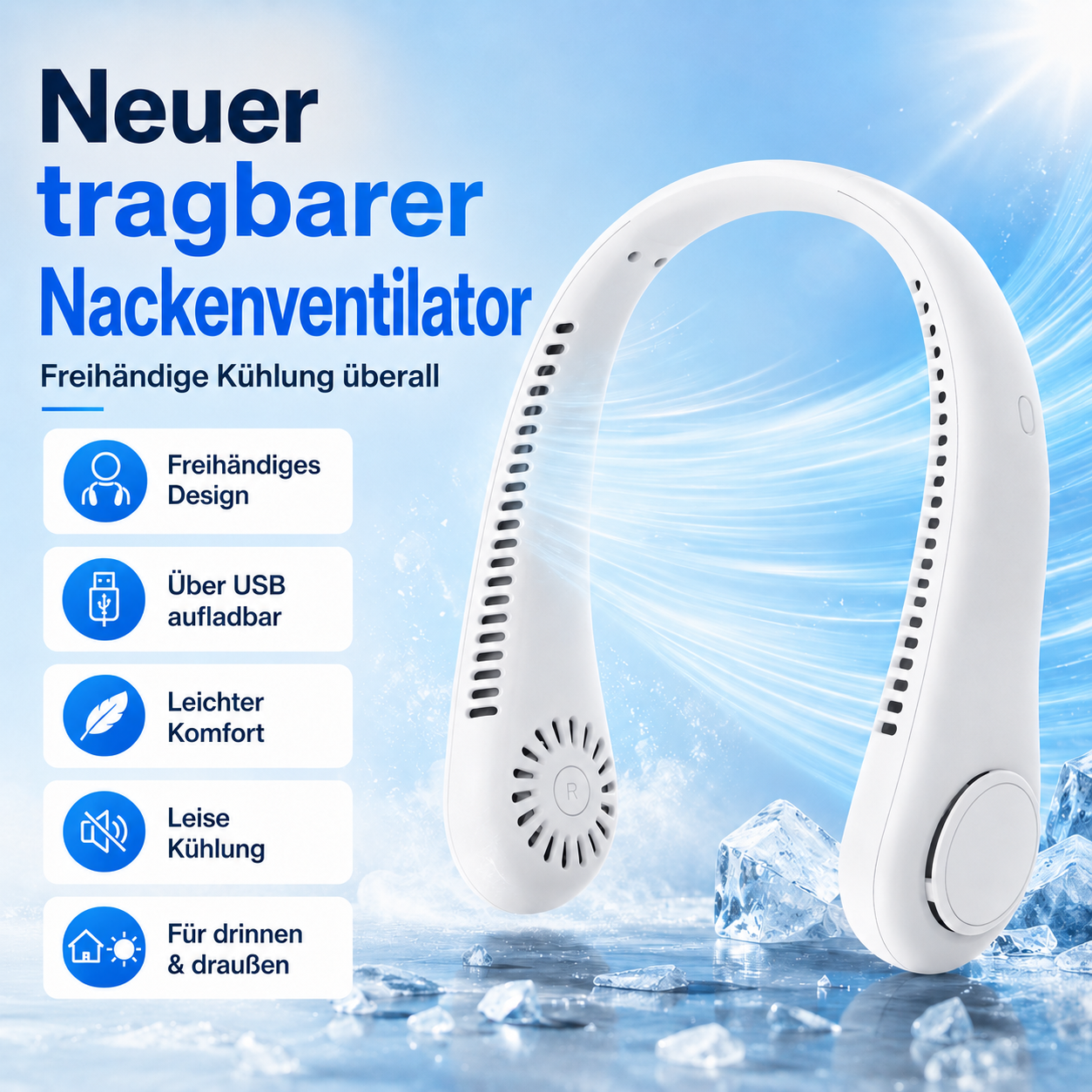 Sommer-Sale🔥⚡ Billhol® Nur heute 49% RABATT – ❄️ Immer einen kühlen Kopf bewahren – Der neue tragbare Nackenventilator | Freie Hände • Ultraleicht • USB wiederaufladbar 🐟