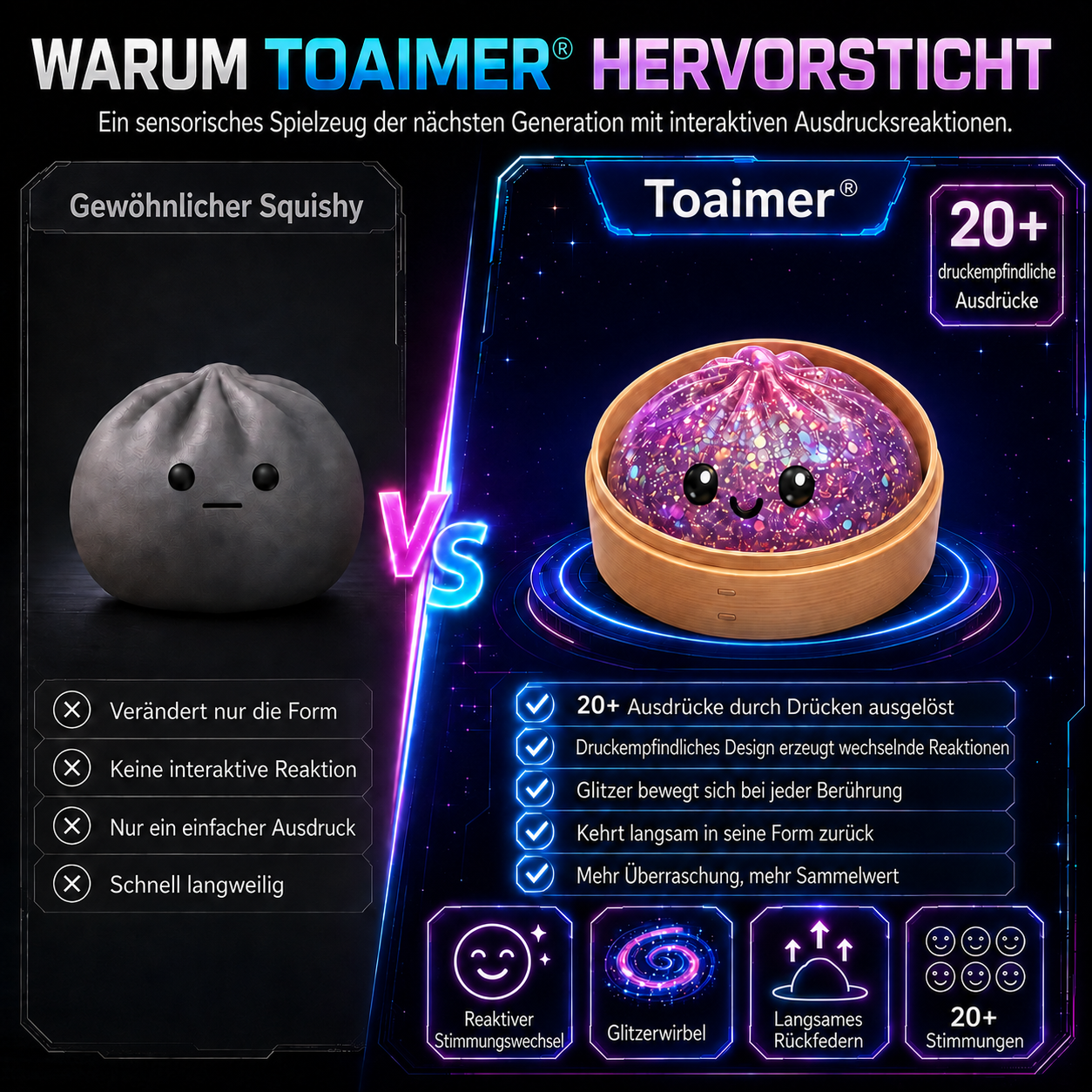 Sommer-Sale🔥🐟🚨 LETZTER TAG: 50% RABATT SICHERN! | Toaimer® Magisches Jiaozi-Schiel-Gesicht Anti-Stress-Squishy 🥟