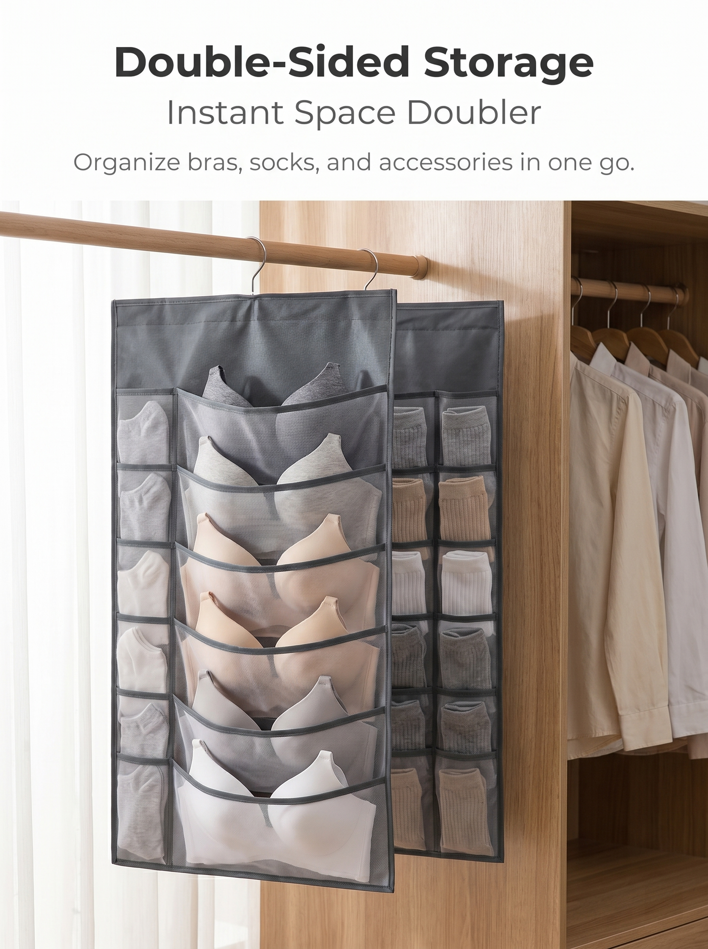 🔥SVOZK® Hot Sale🔥 Double-Sided Hanging Storage Bag | 36 Grids Dustproof Lingerie Organizer
