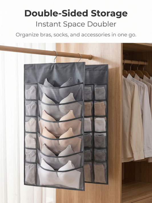 🔥SVOZK® Hot Sale🔥 Double-Sided Hanging Storage Bag | 36 Grids Dustproof Lingerie Organizer