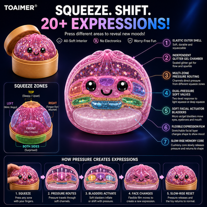 Sommer-Sale🔥🐟🚨 LETZTER TAG: 50% RABATT SICHERN! | Toaimer® Magisches Jiaozi-Schiel-Gesicht Anti-Stress-Squishy 🥟